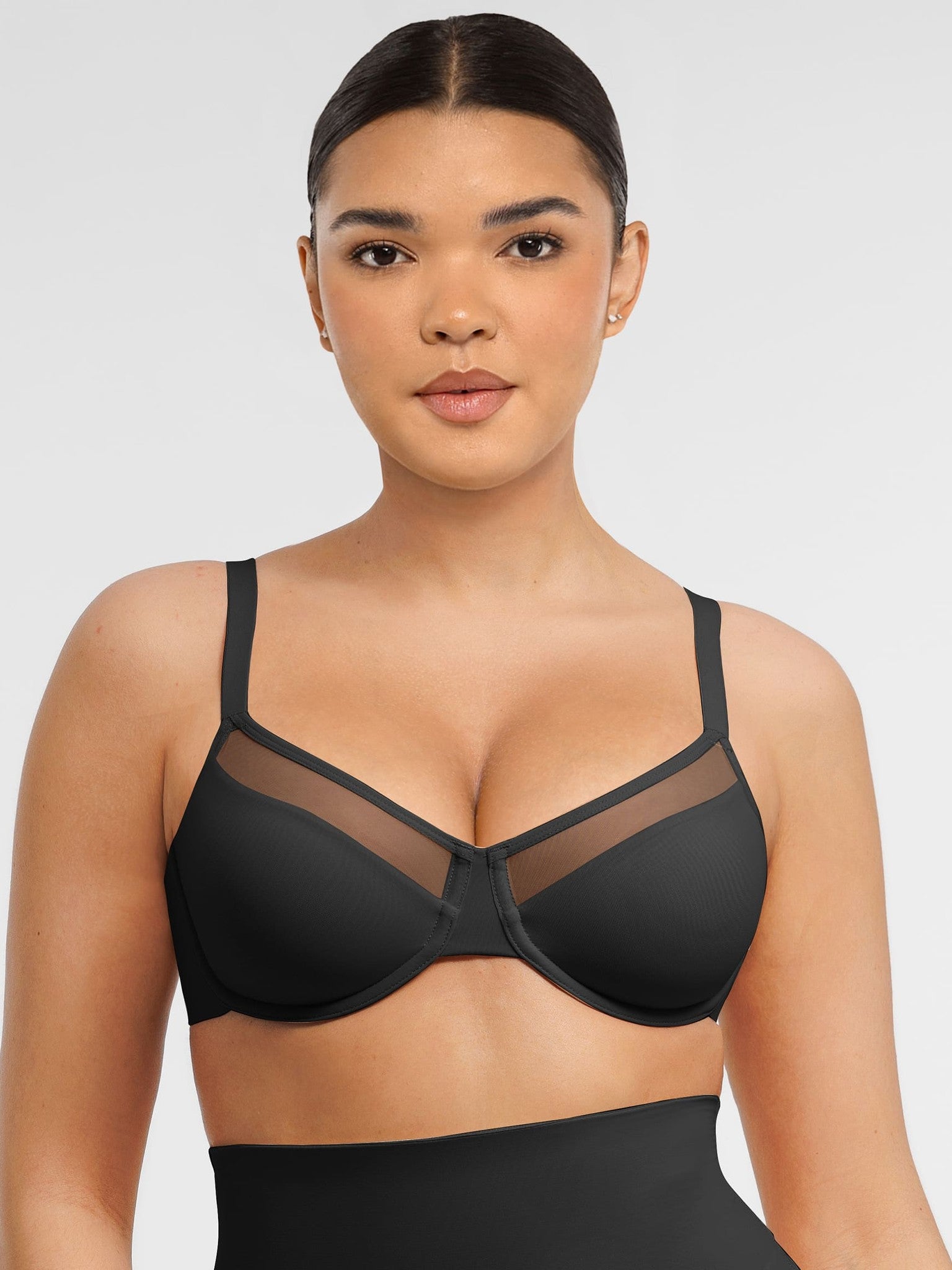 Feelingirl Sheer Mesh Full Coverage Unpadded Underwire Bra