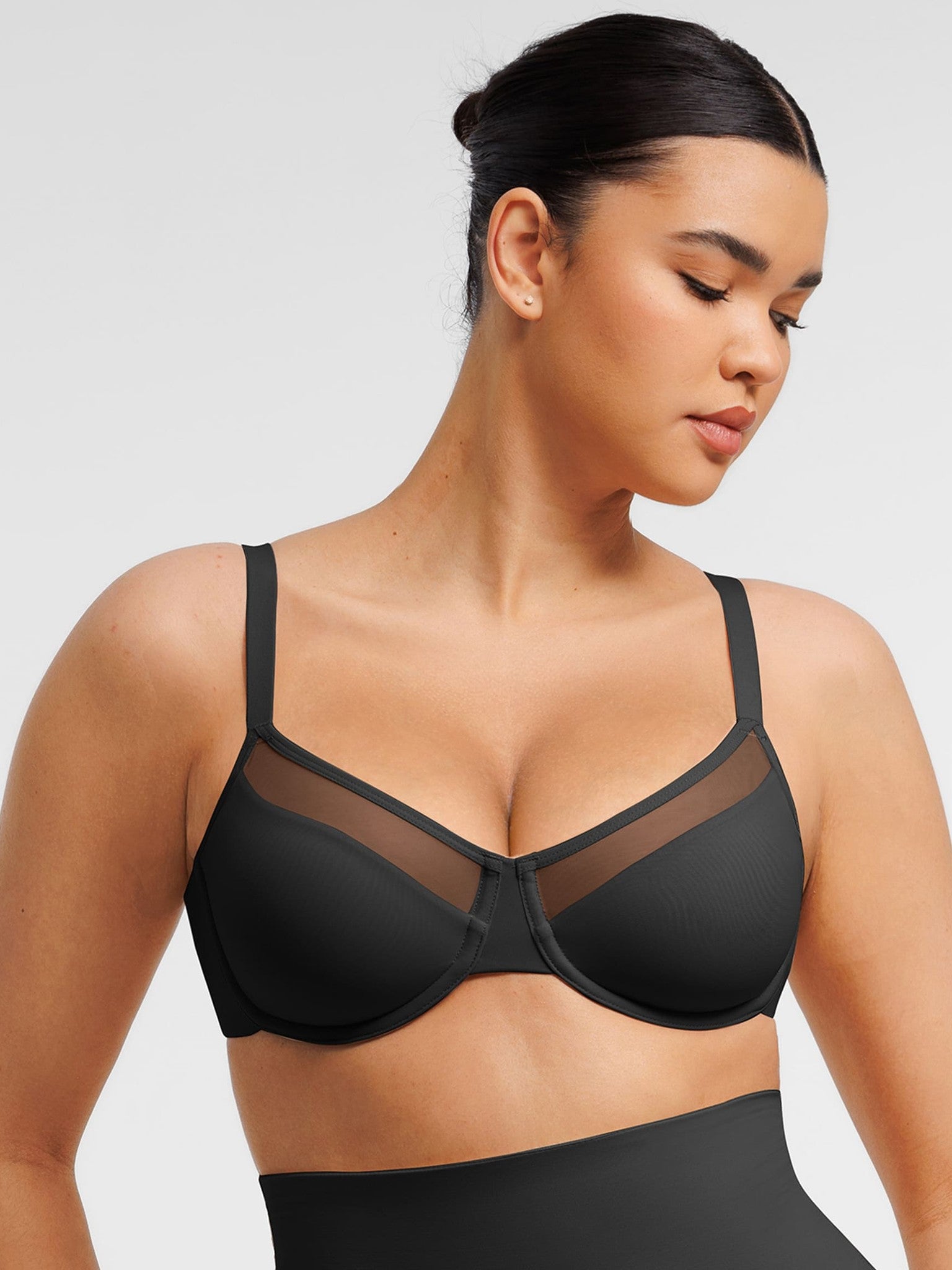 Feelingirl Sheer Mesh Full Coverage Unpadded Underwire Bra