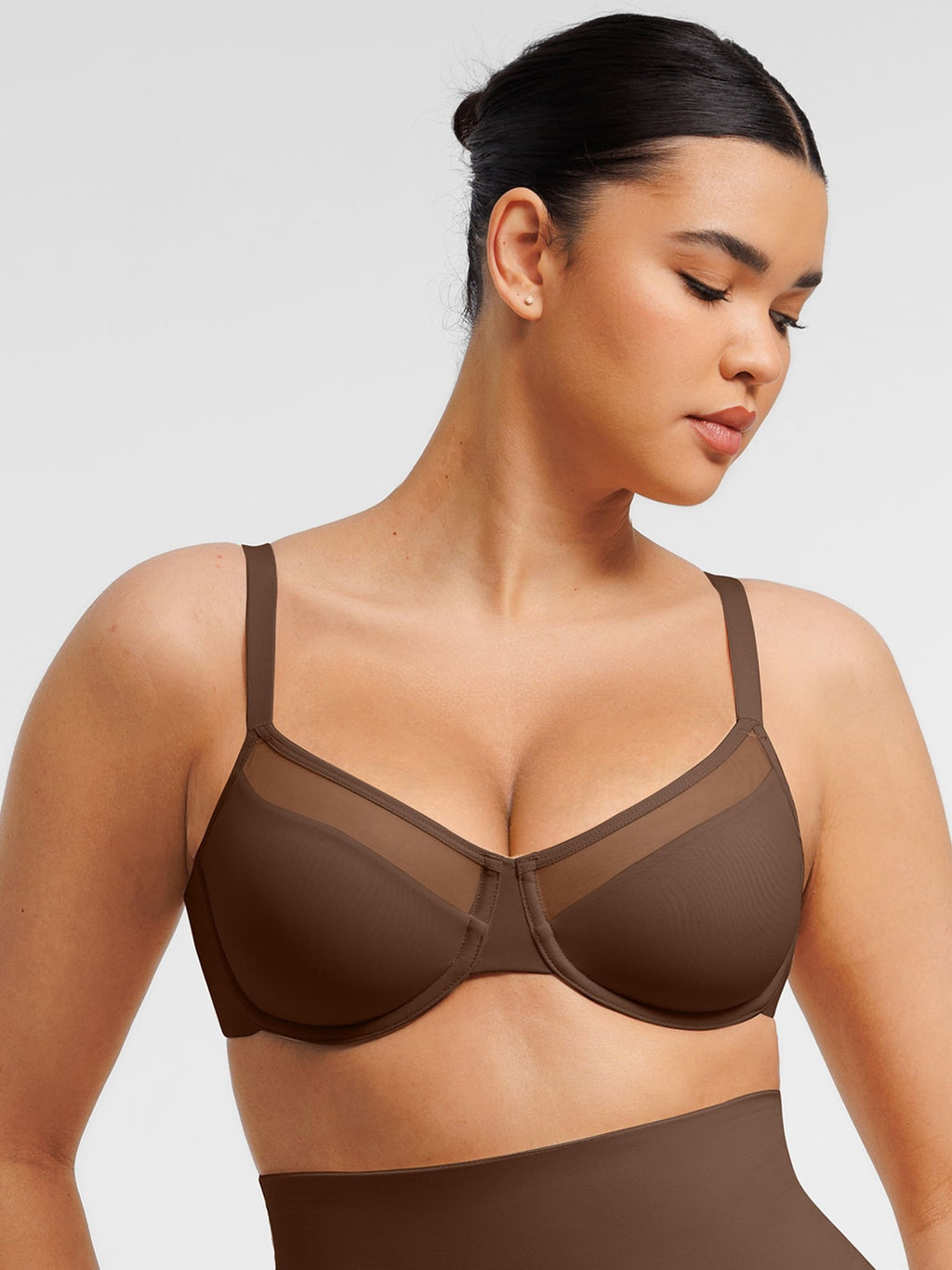 Feelingirl Sheer Mesh Full Coverage Unpadded Underwire Bra