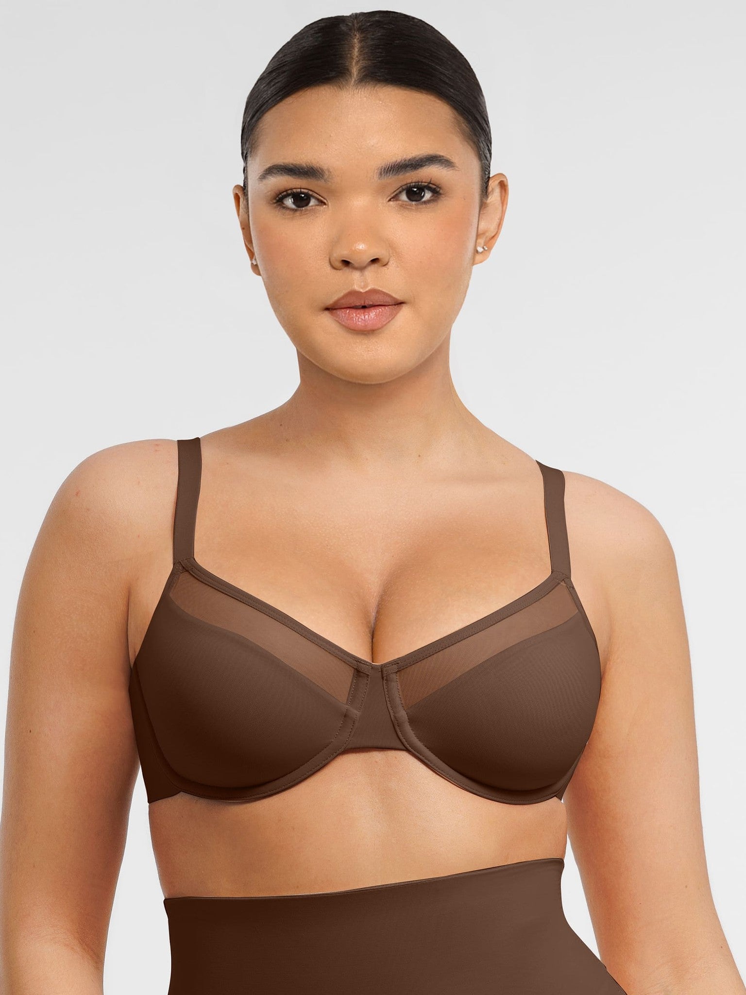 Feelingirl Sheer Mesh Full Coverage Unpadded Underwire Bra