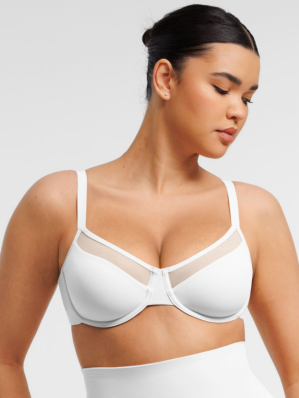 Feelingirl Sheer Mesh Full Coverage Unpadded Underwire Bra