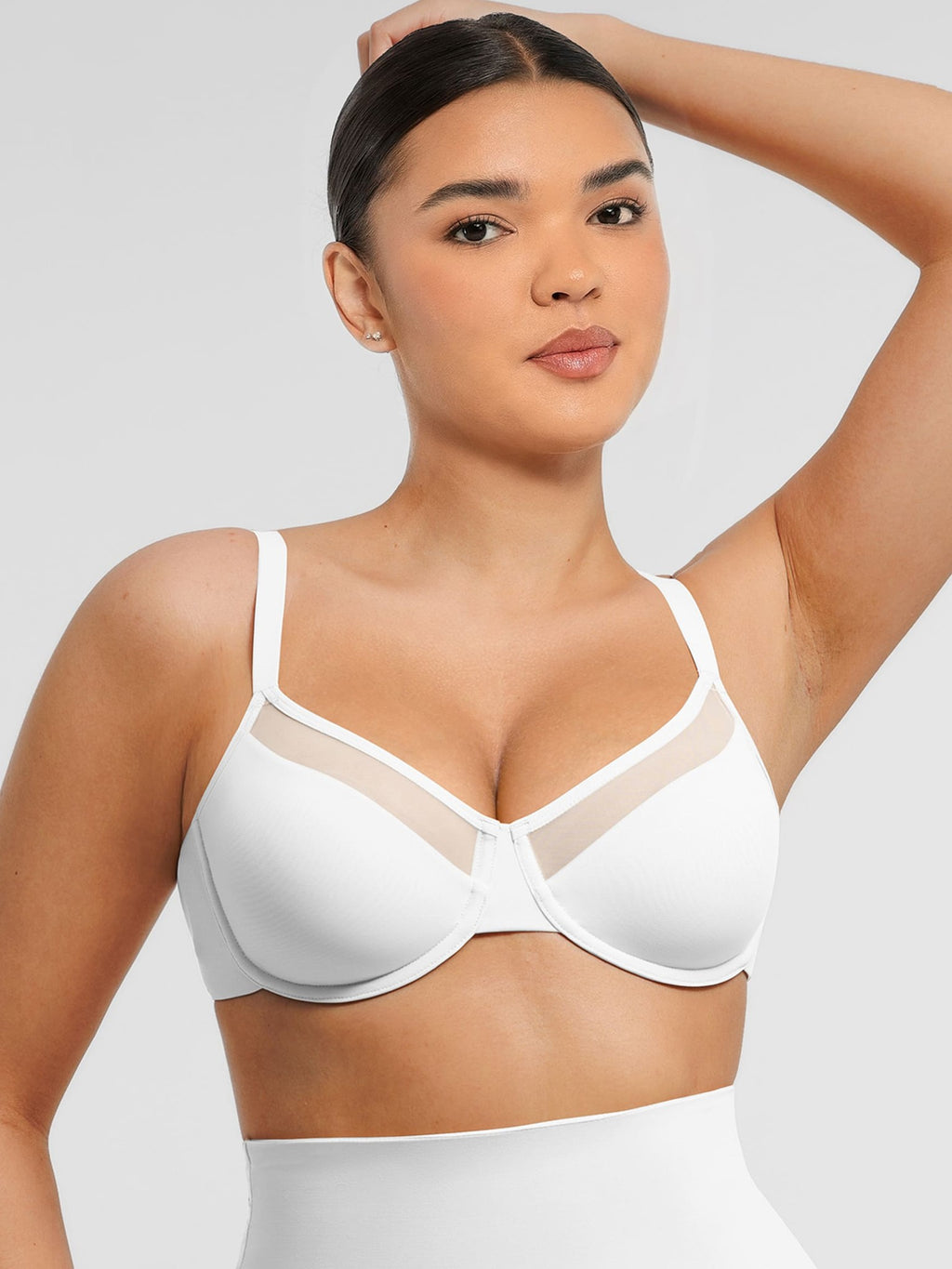 Feelingirl Sheer Mesh Full Coverage Unpadded Underwire Bra