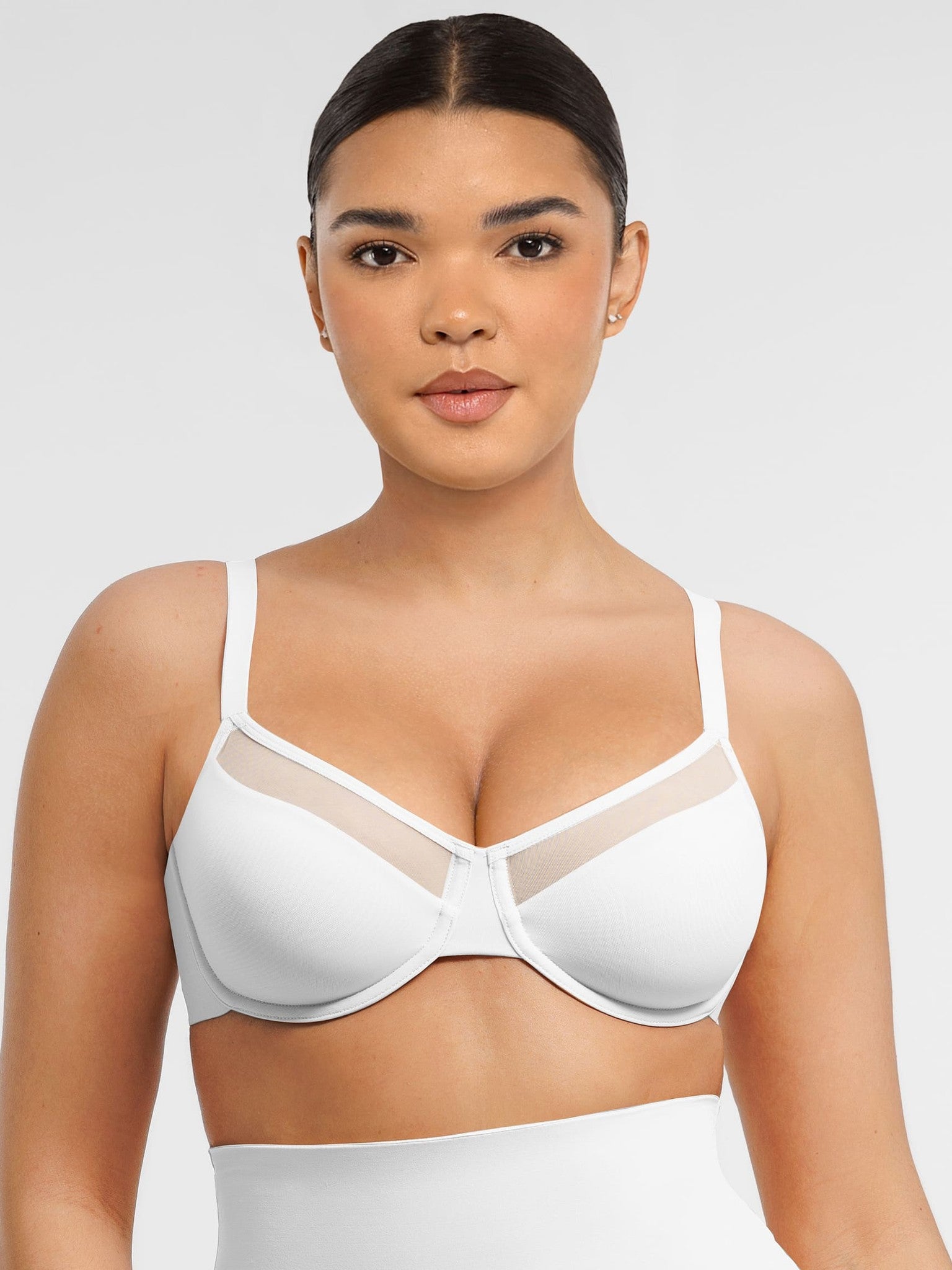 Feelingirl Sheer Mesh Full Coverage Unpadded Underwire Bra