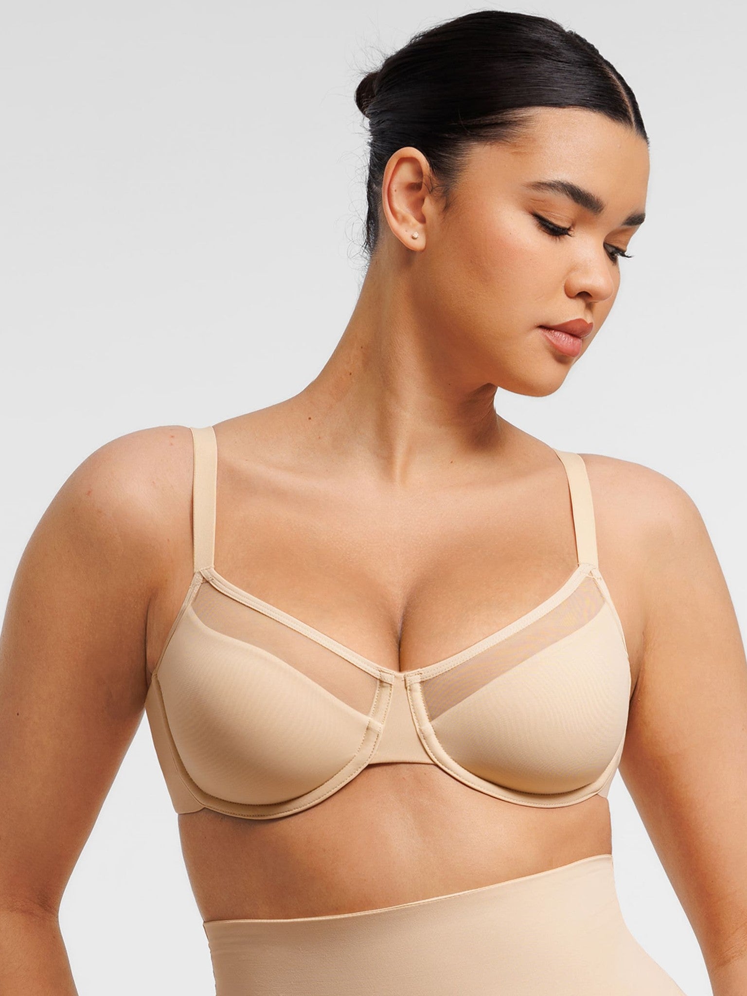 Feelingirl Sheer Mesh Full Coverage Unpadded Underwire Bra