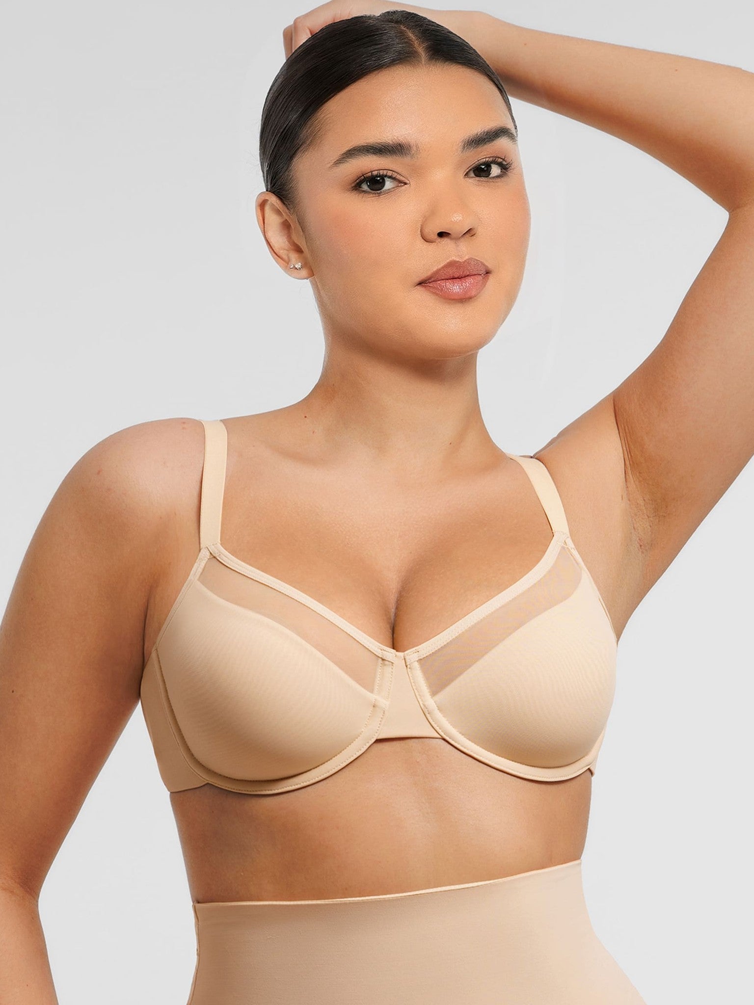 Feelingirl Sheer Mesh Full Coverage Unpadded Underwire Bra