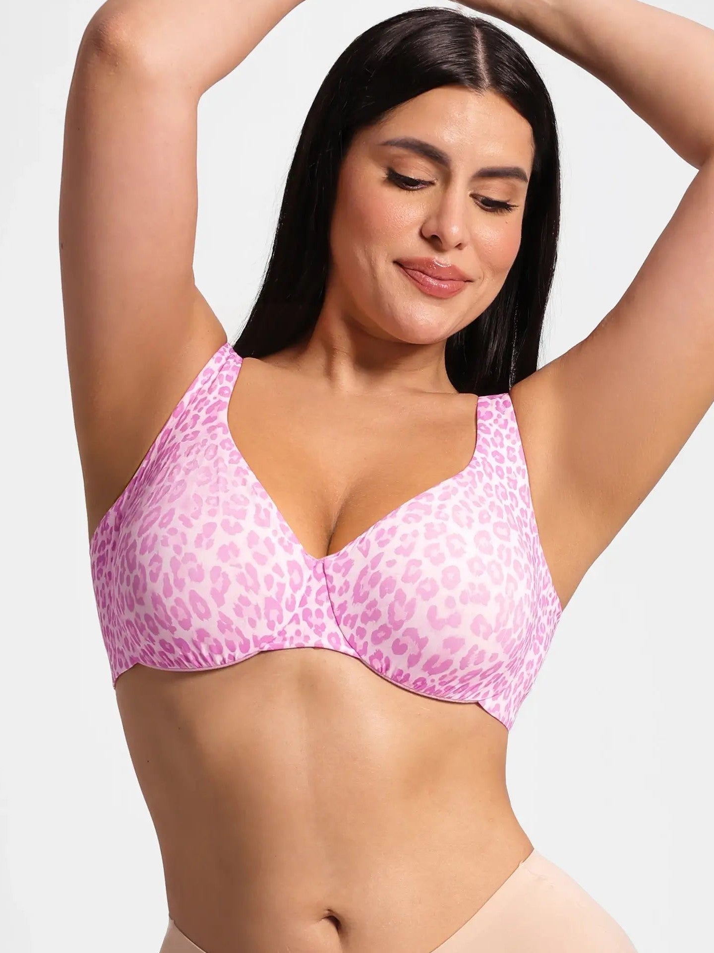 Adjustable-Strap Underwire Deep V-neck Bra