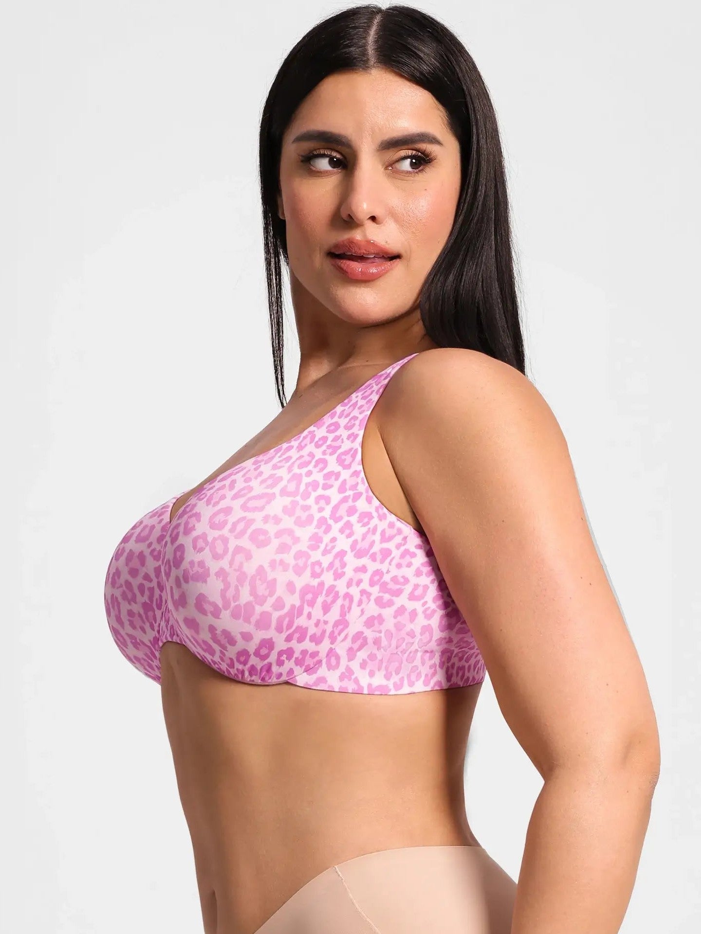 Adjustable-Strap Underwire Deep V-neck Bra