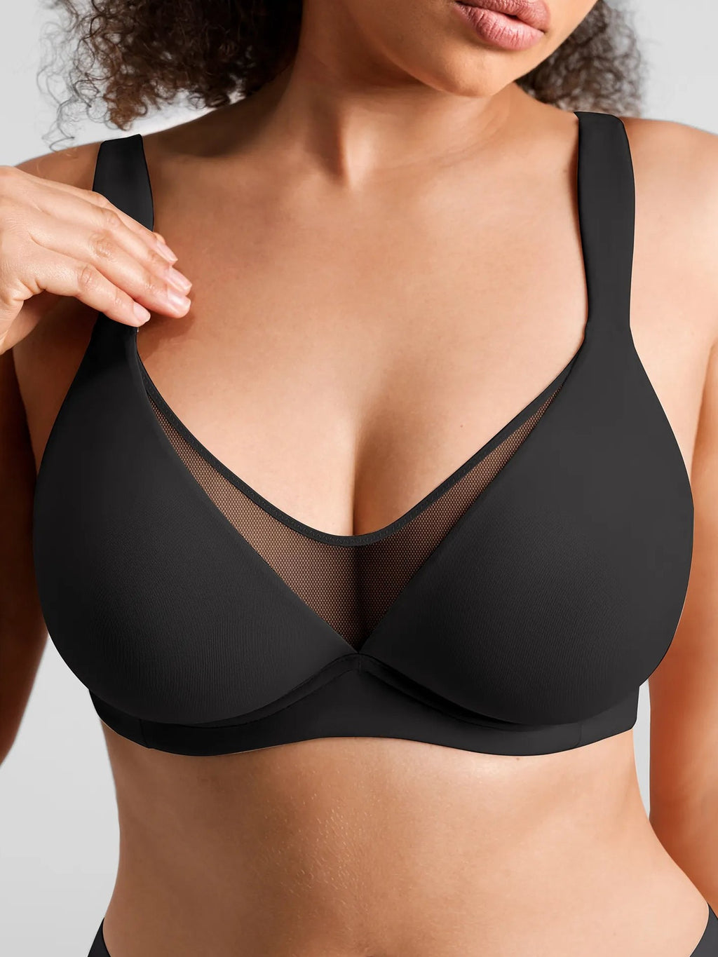 Feelingirl Unlined Minimizer Bra with Sheer V-Neck