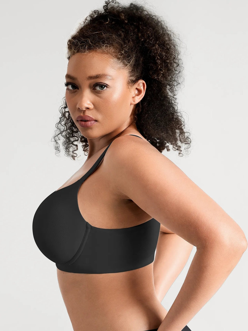 Feelingirl Unlined Minimizer Bra with Sheer V-Neck