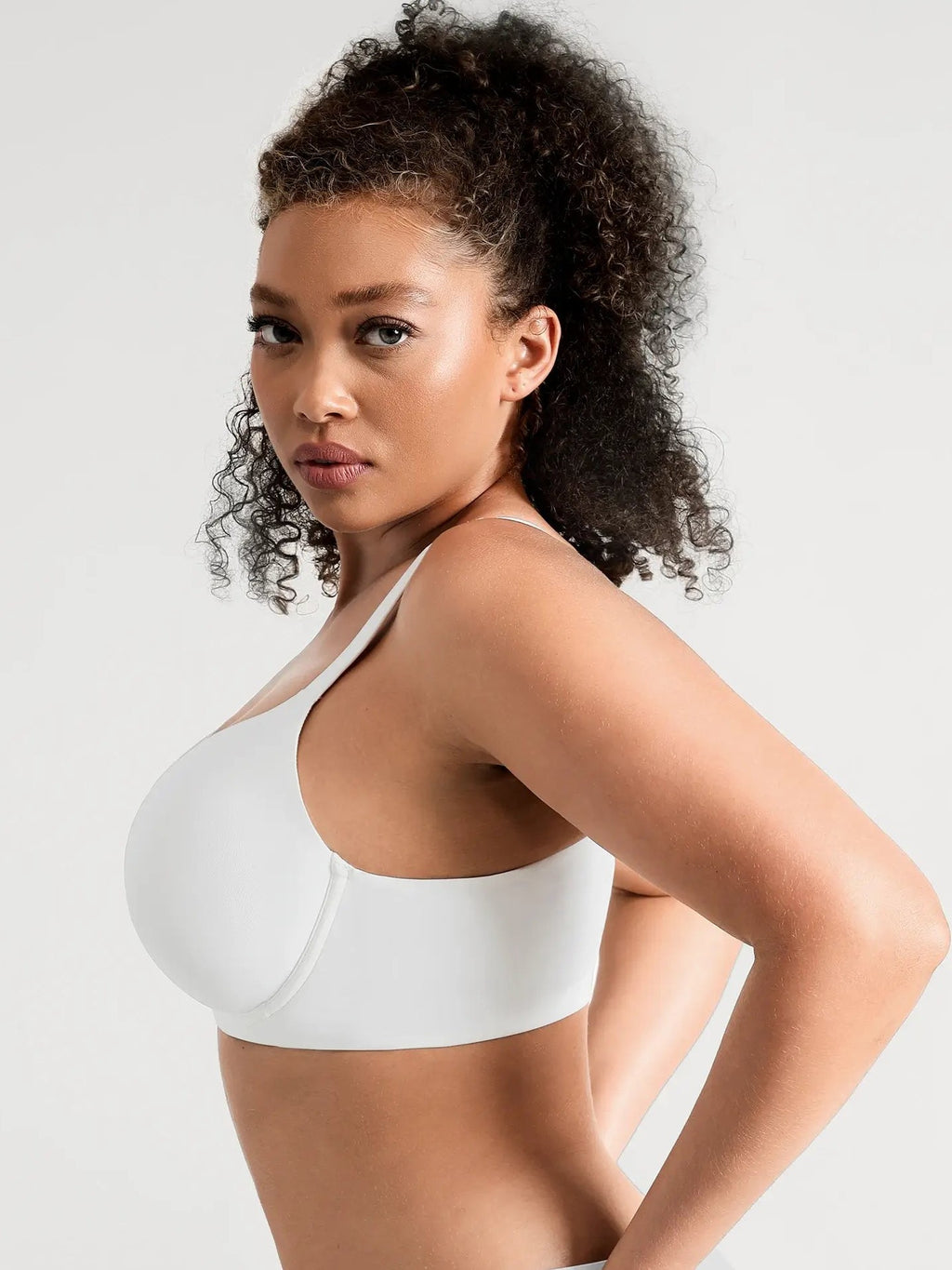 Feelingirl Unlined Minimizer Bra with Sheer V-Neck
