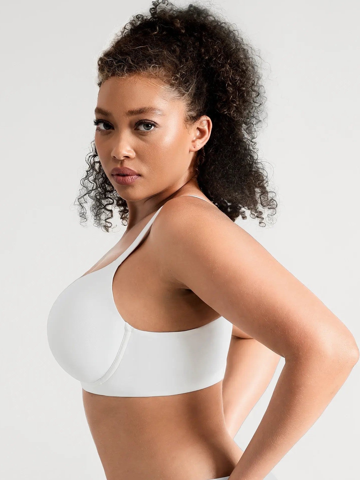 Feelingirl Unlined Minimizer Bra with Sheer V-Neck