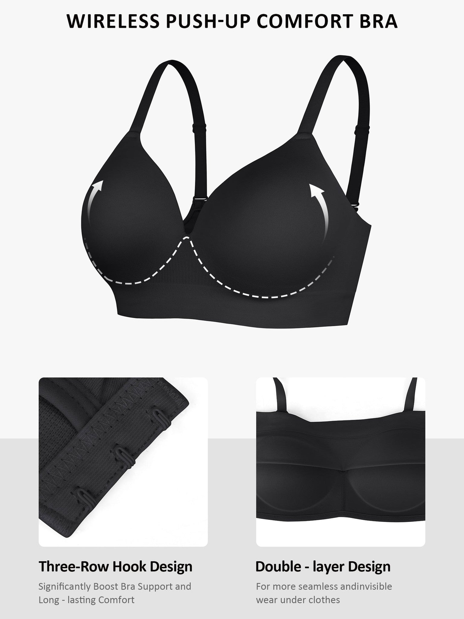 Wireless Push-Up Seamless Full Coverage Bra Bundle
