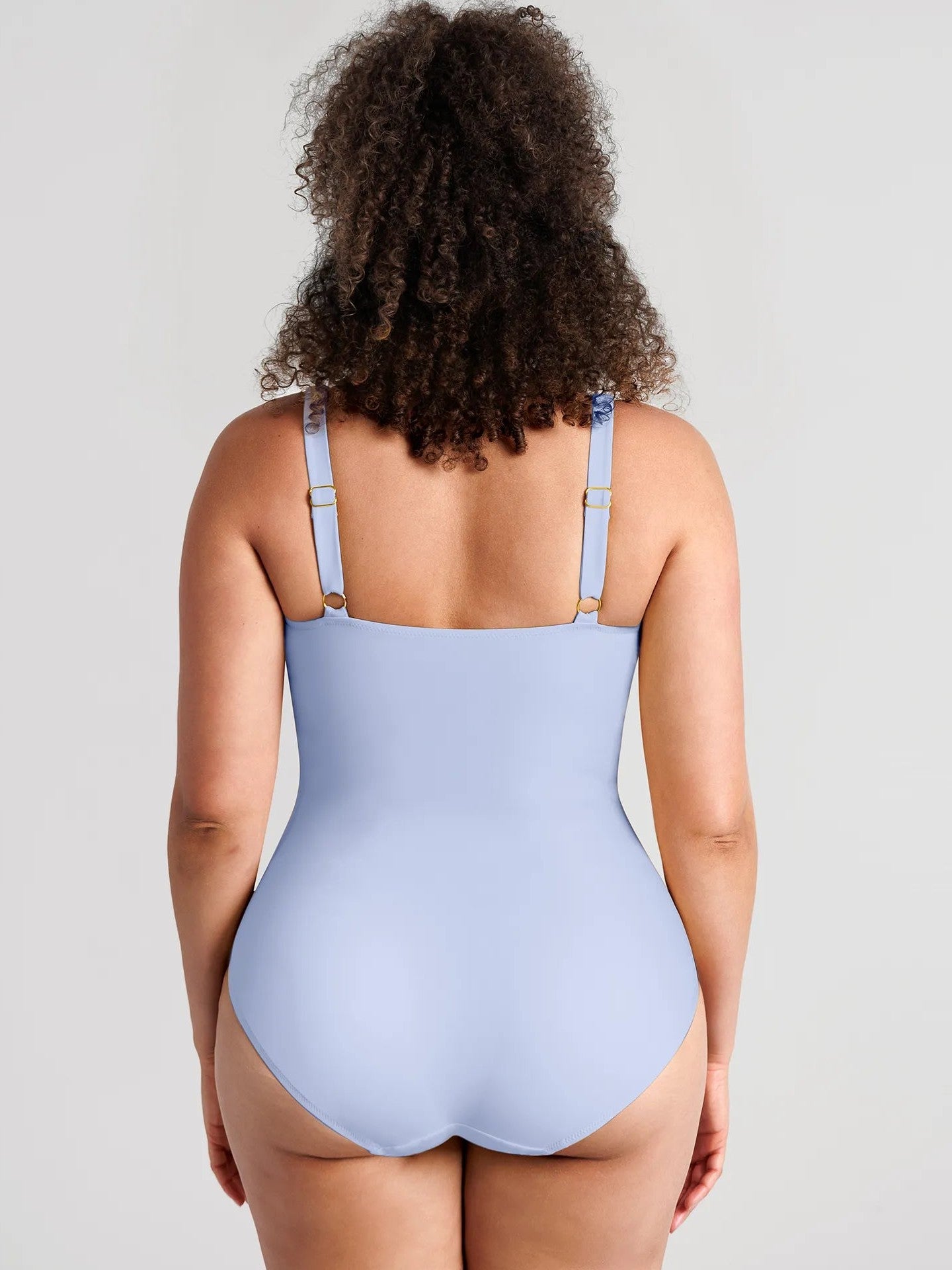 Feelingirl Deep V Metal Ring Ruched Sculpting Swimsuit