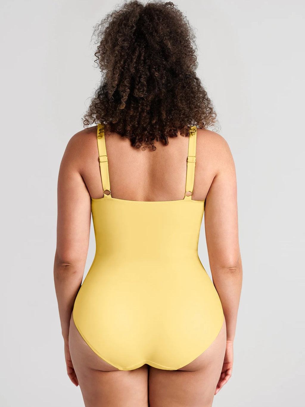 Feelingirl Deep V Metal Ring Ruched Sculpting Swimsuit
