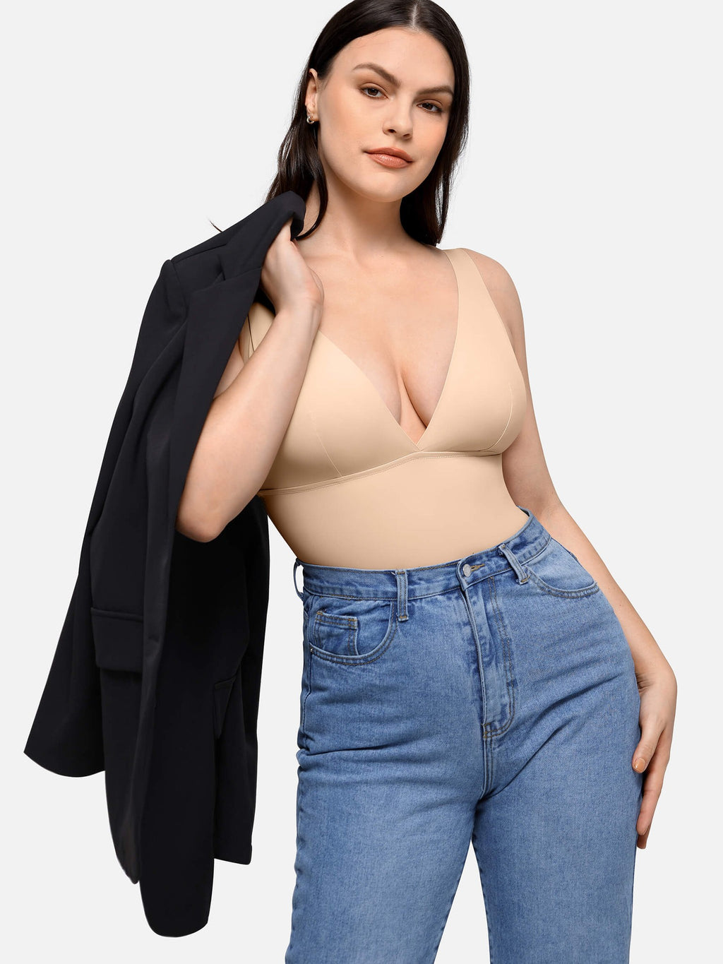 Plunge Breathable Seamless Shaping Bodysuit