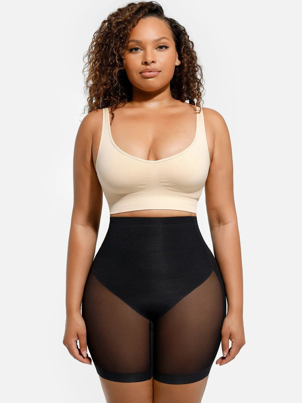 Mesh Tummy Control Bodysuit & Shorts Set