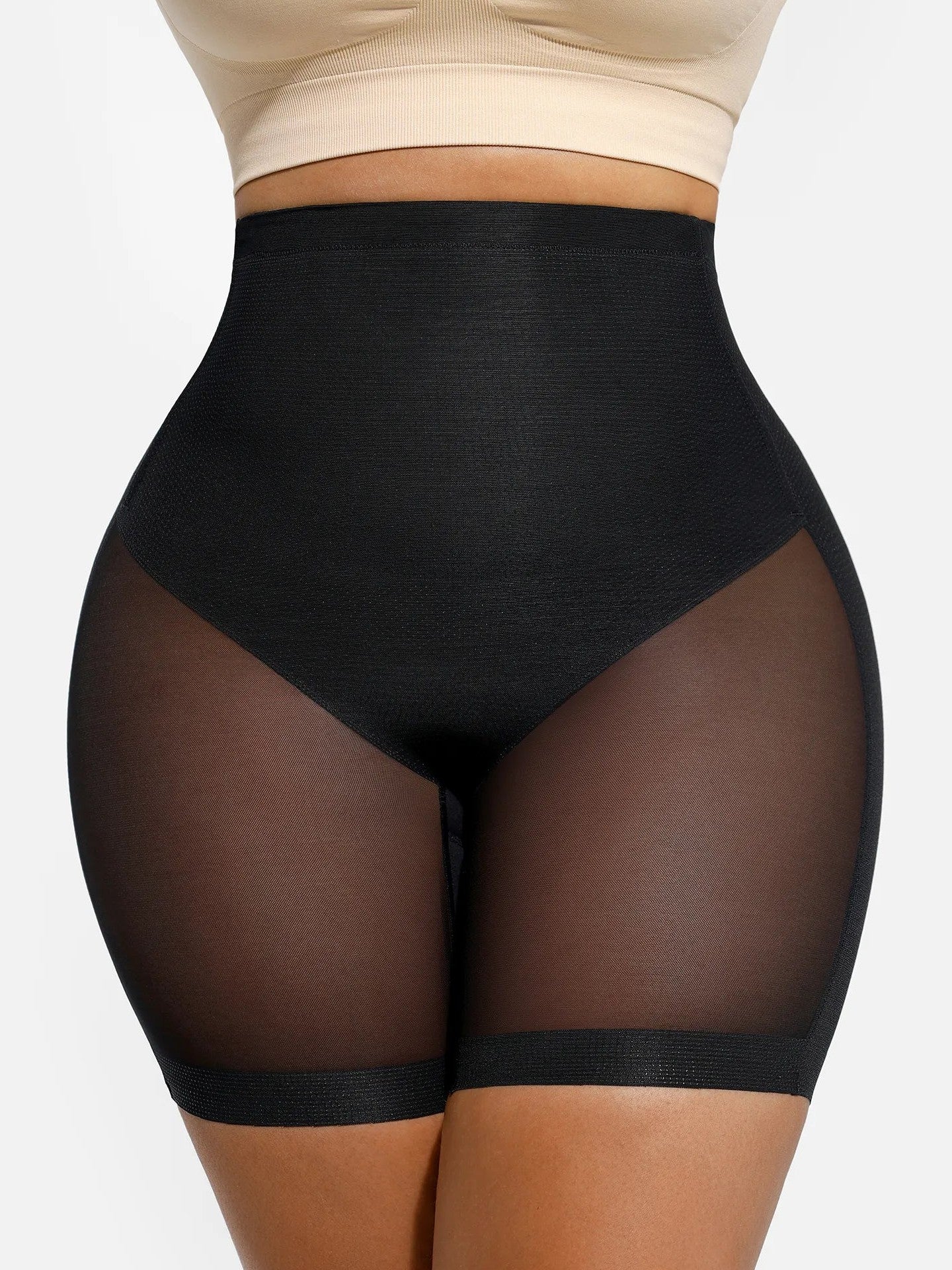 Mesh Tummy Control Bodysuit & Shorts Set
