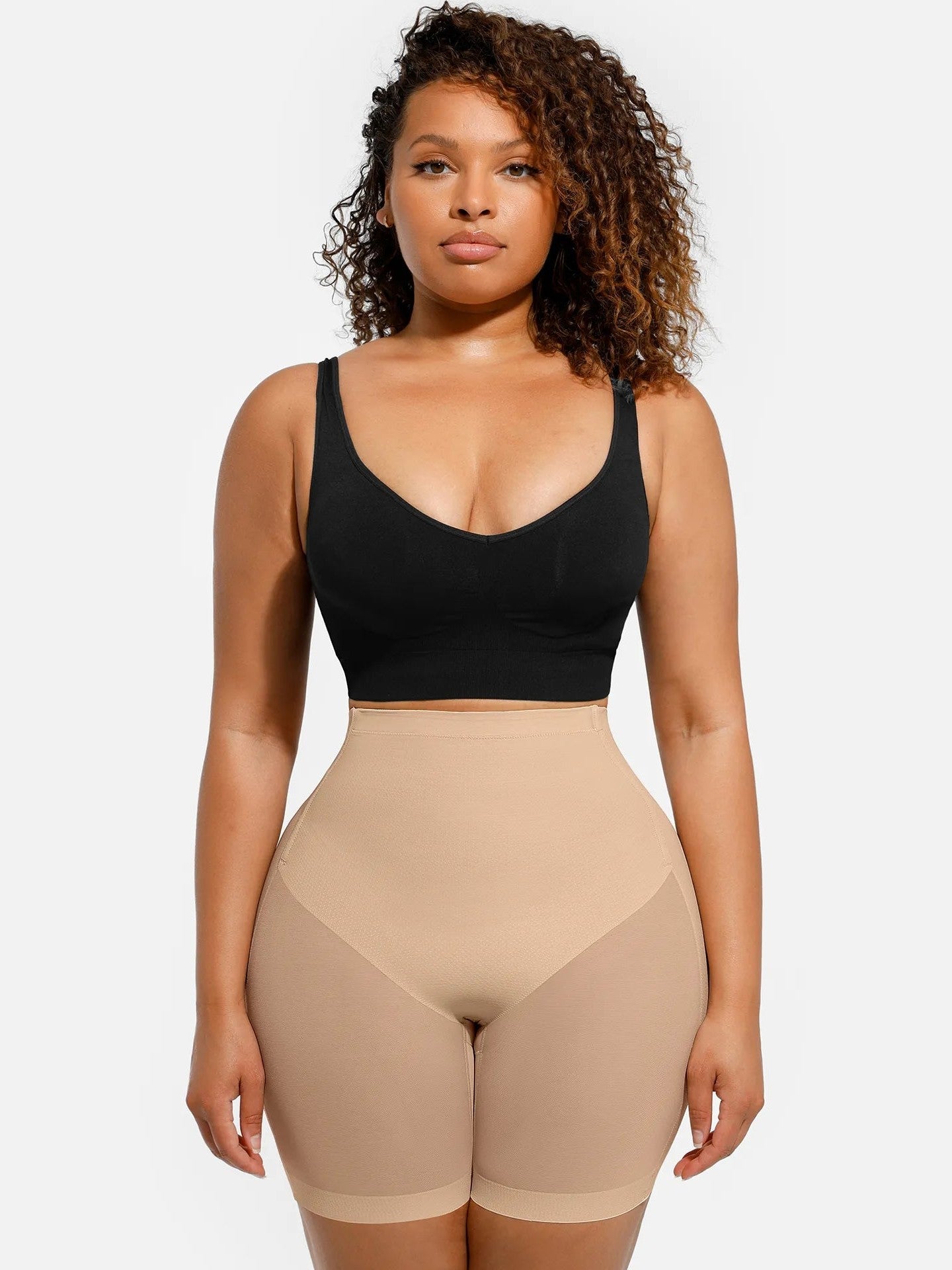 Mesh Tummy Control Bodysuit & Shorts Set