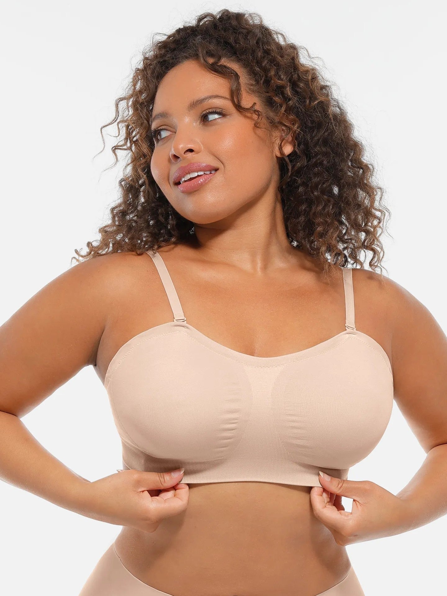 Feelingirl Seamless Strapless Anti-Slip Removable Pads Bra