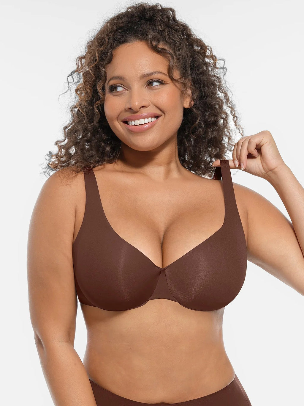 Adjustable-Strap Underwire Deep V-neck Bra