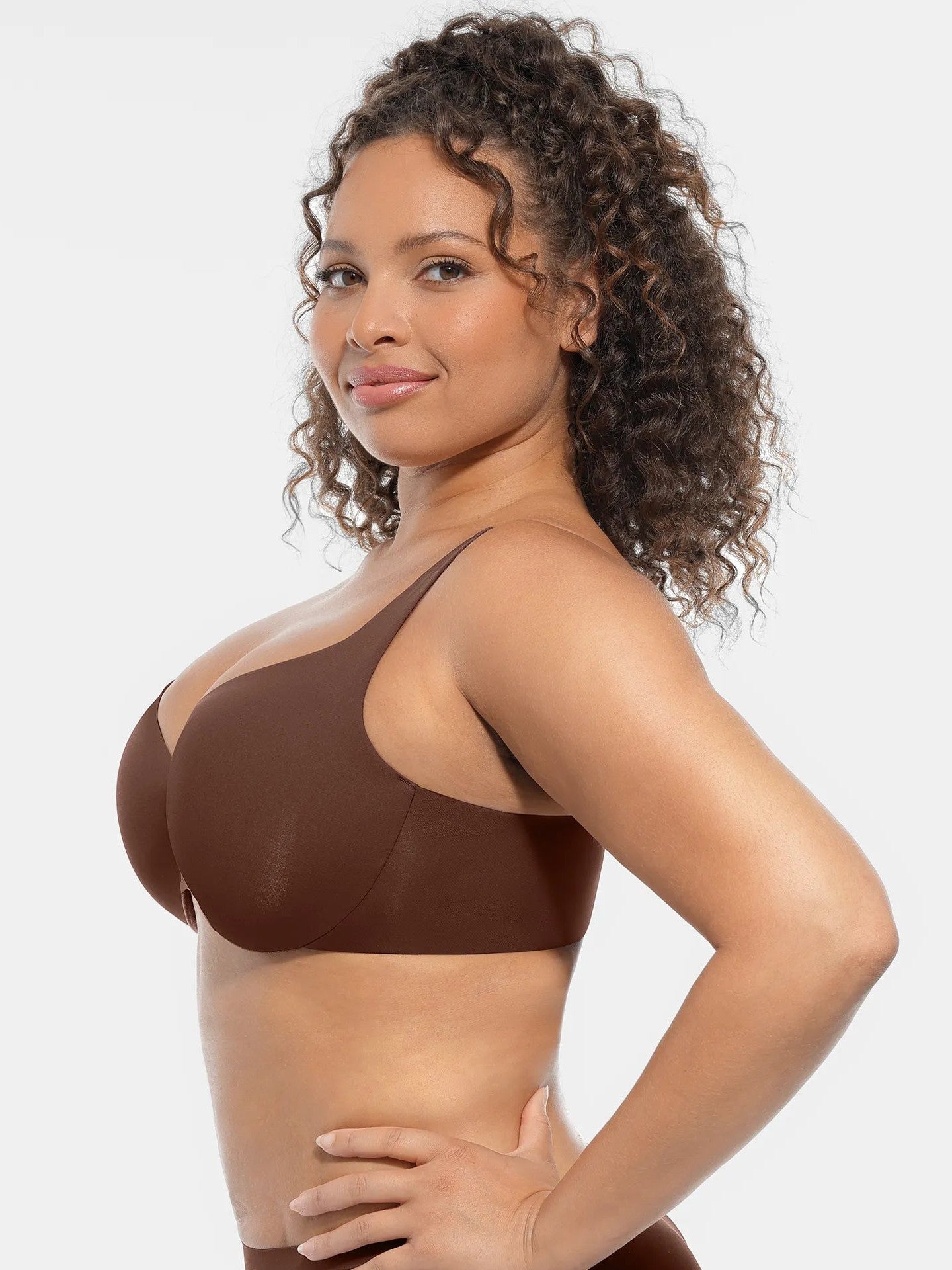 Adjustable-Strap Underwire Deep V-neck Bra