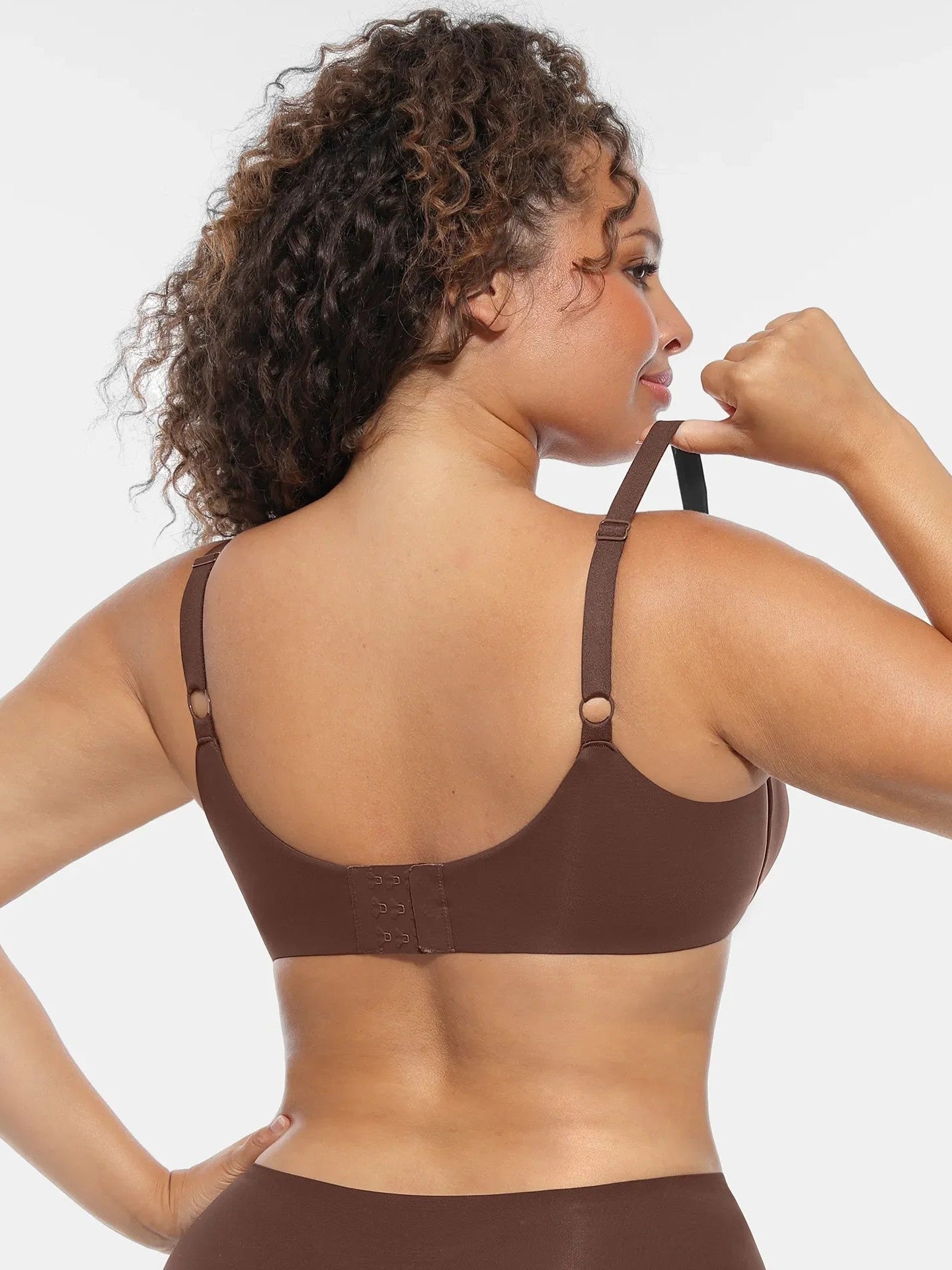 Adjustable-Strap Underwire Deep V-neck Bra