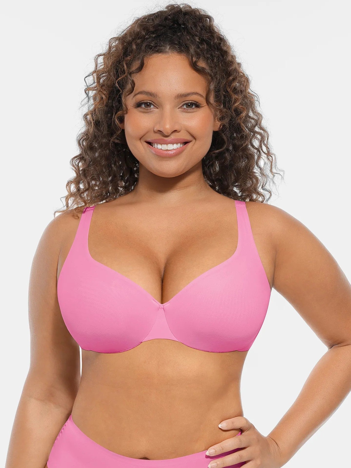 Adjustable-Strap Underwire Deep V-neck Bra