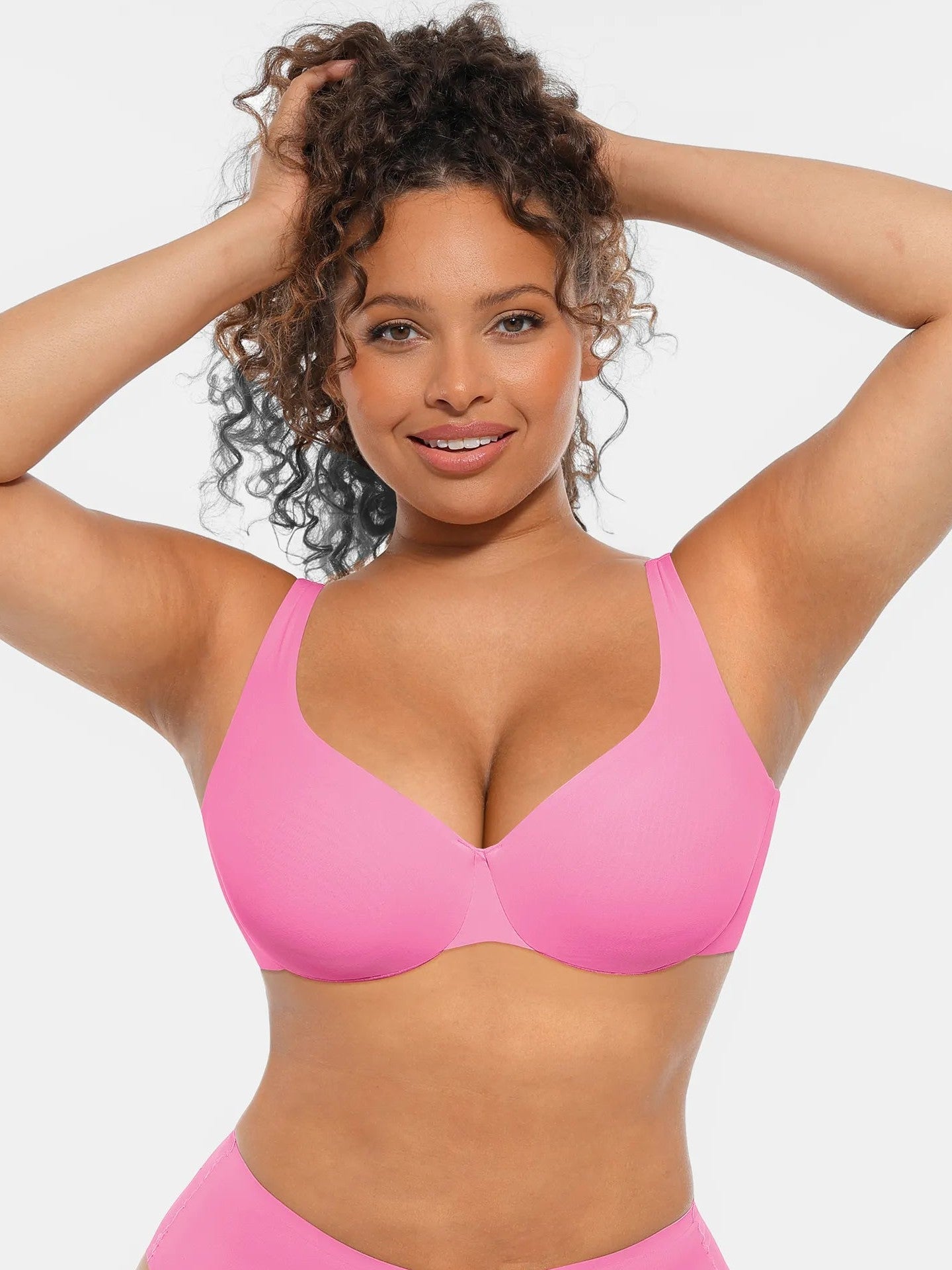 Adjustable-Strap Underwire Deep V-neck Bra