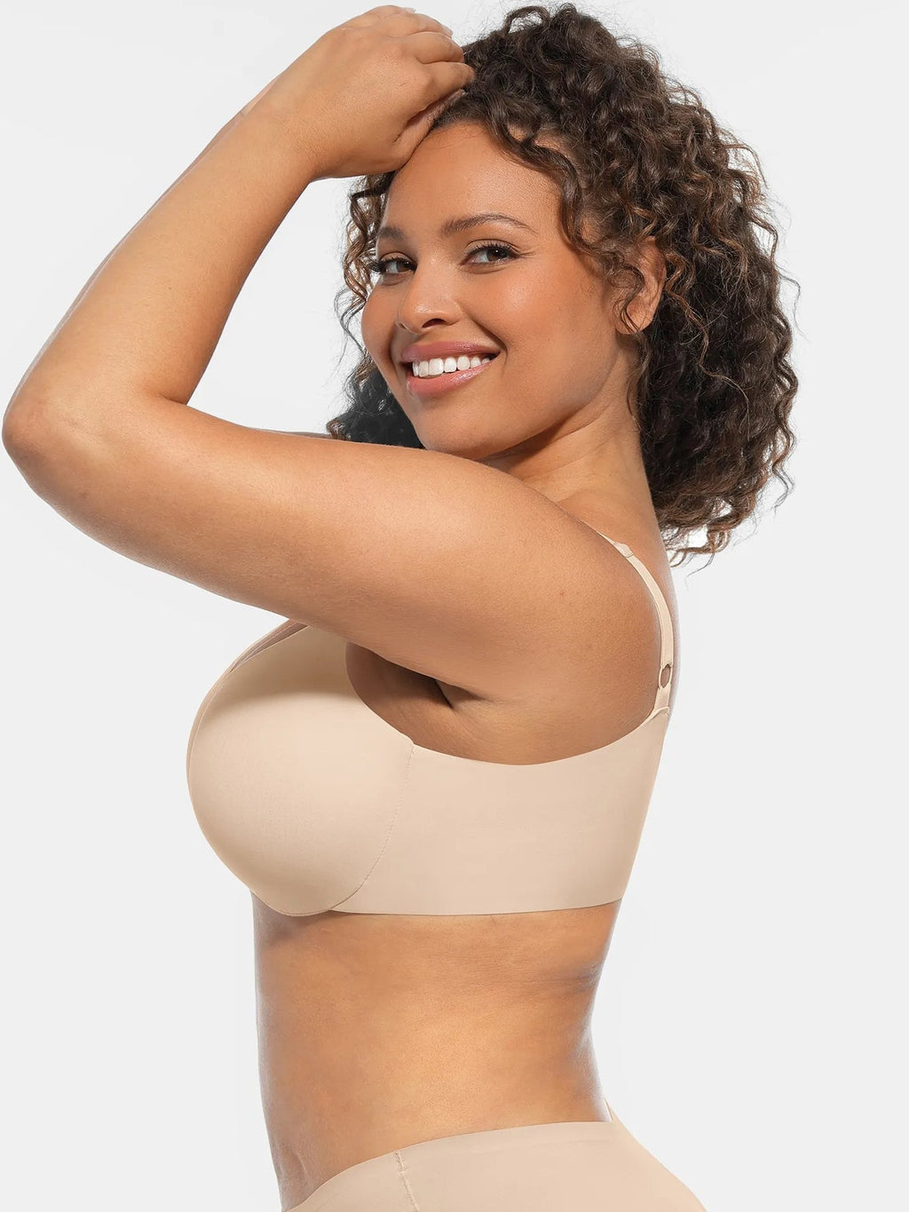Adjustable-Strap Underwire Deep V-neck Bra
