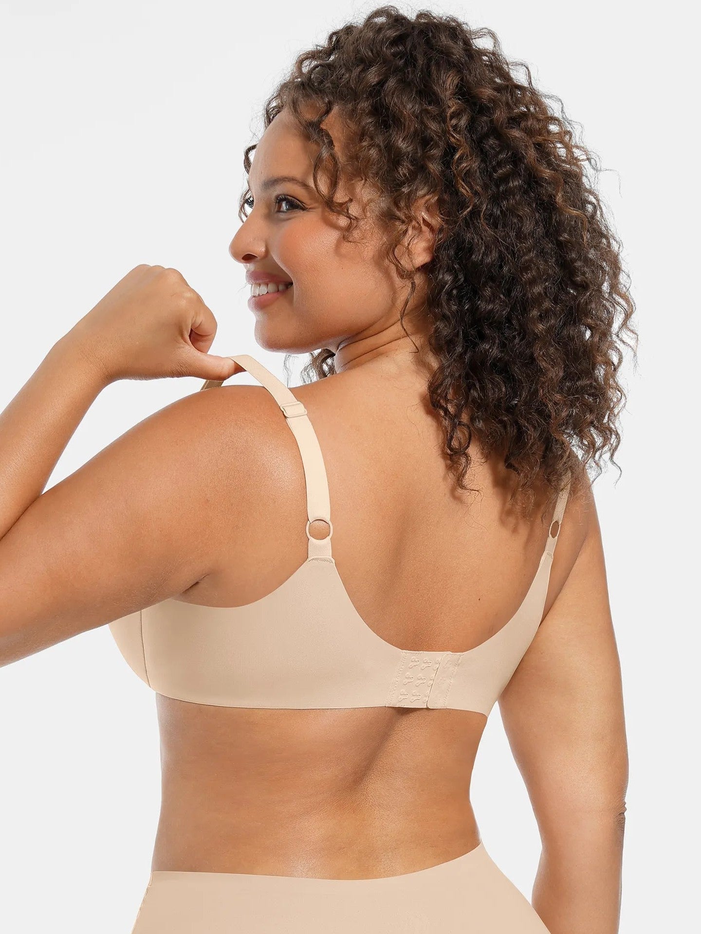 Adjustable-Strap Underwire Deep V-neck Bra