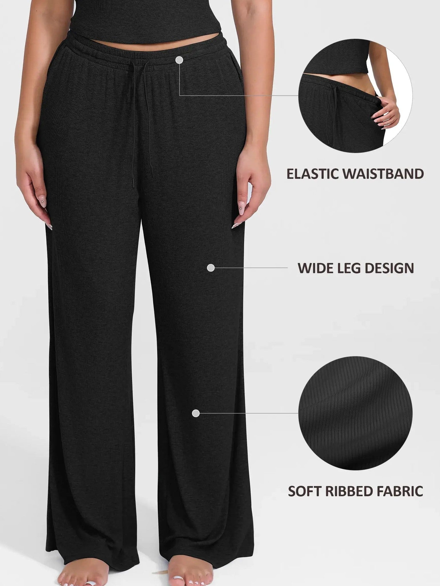 Feelingirl Breathable Ribbed Loungewear Pants