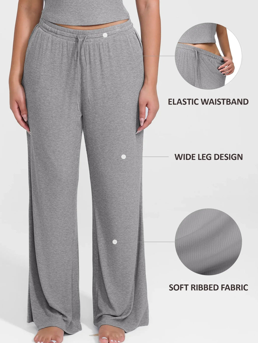 Feelingirl Breathable Ribbed Loungewear Pants