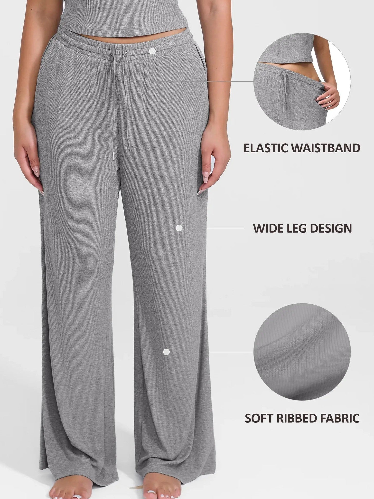 Feelingirl Breathable Ribbed Loungewear Pants