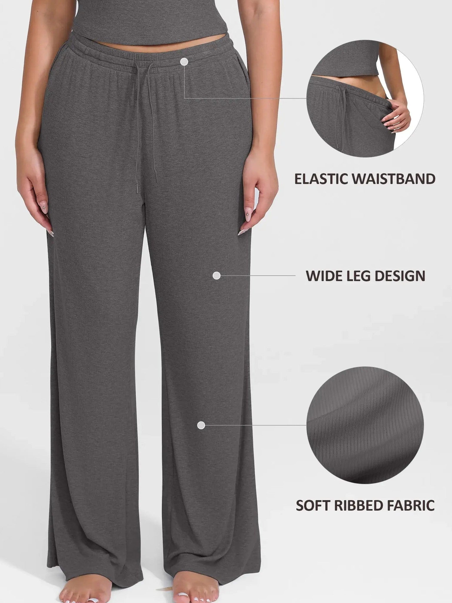 Feelingirl Breathable Ribbed Loungewear Pants