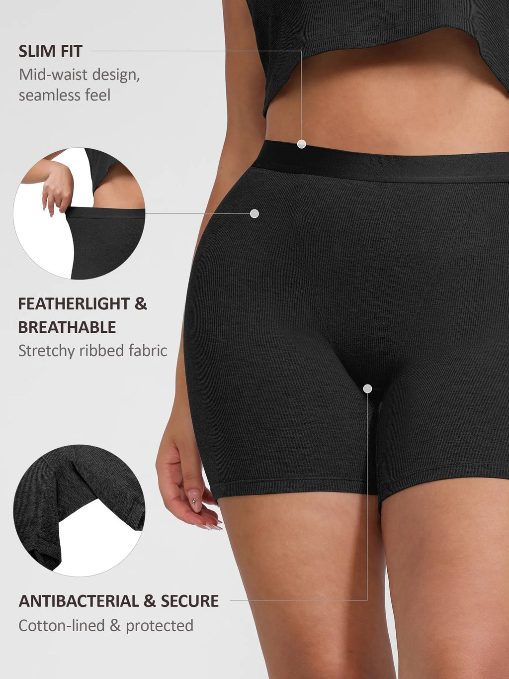 Feelingirl Comfortable Stretchy Mid-Waist Boxer Shorts