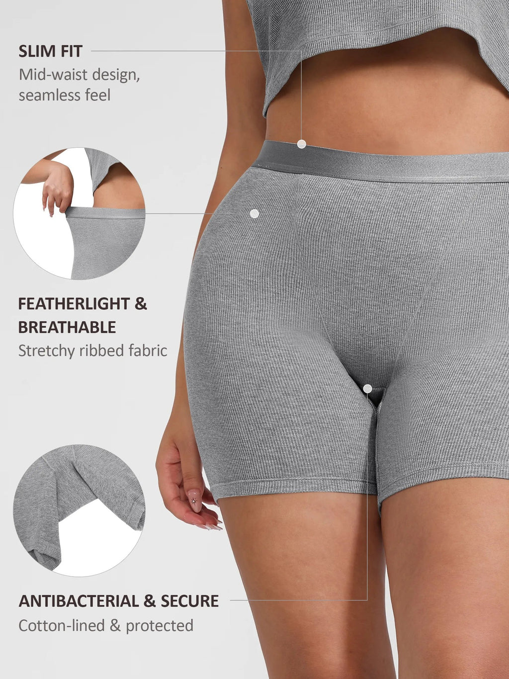 Feelingirl Comfortable Stretchy Mid-Waist Boxer Shorts