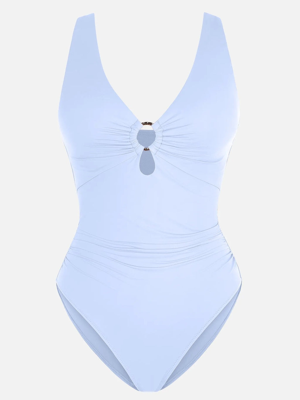 Feelingirl Deep V Metal Ring Ruched Sculpting Swimsuit