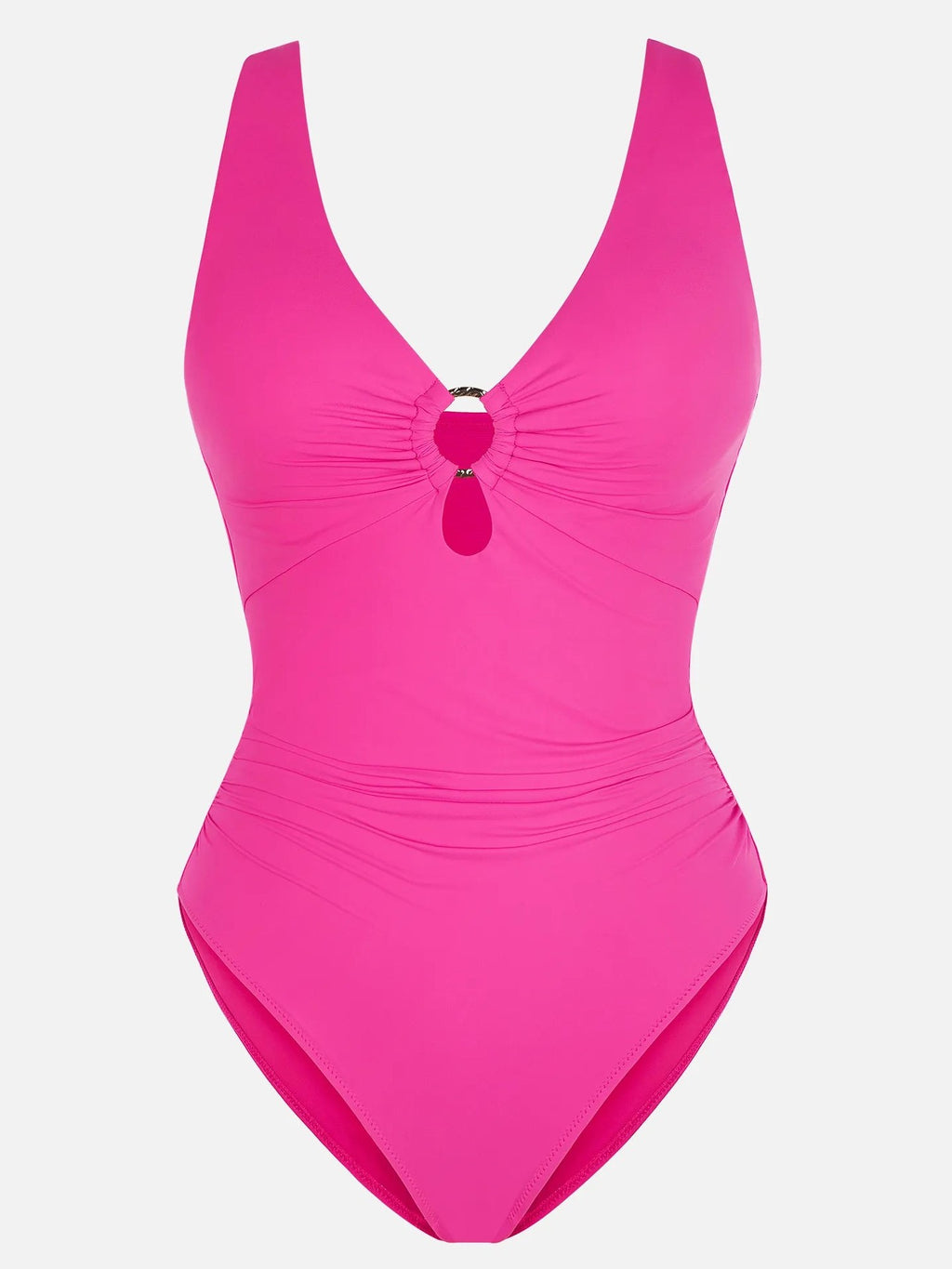 Feelingirl Deep V Metal Ring Ruched Sculpting Swimsuit