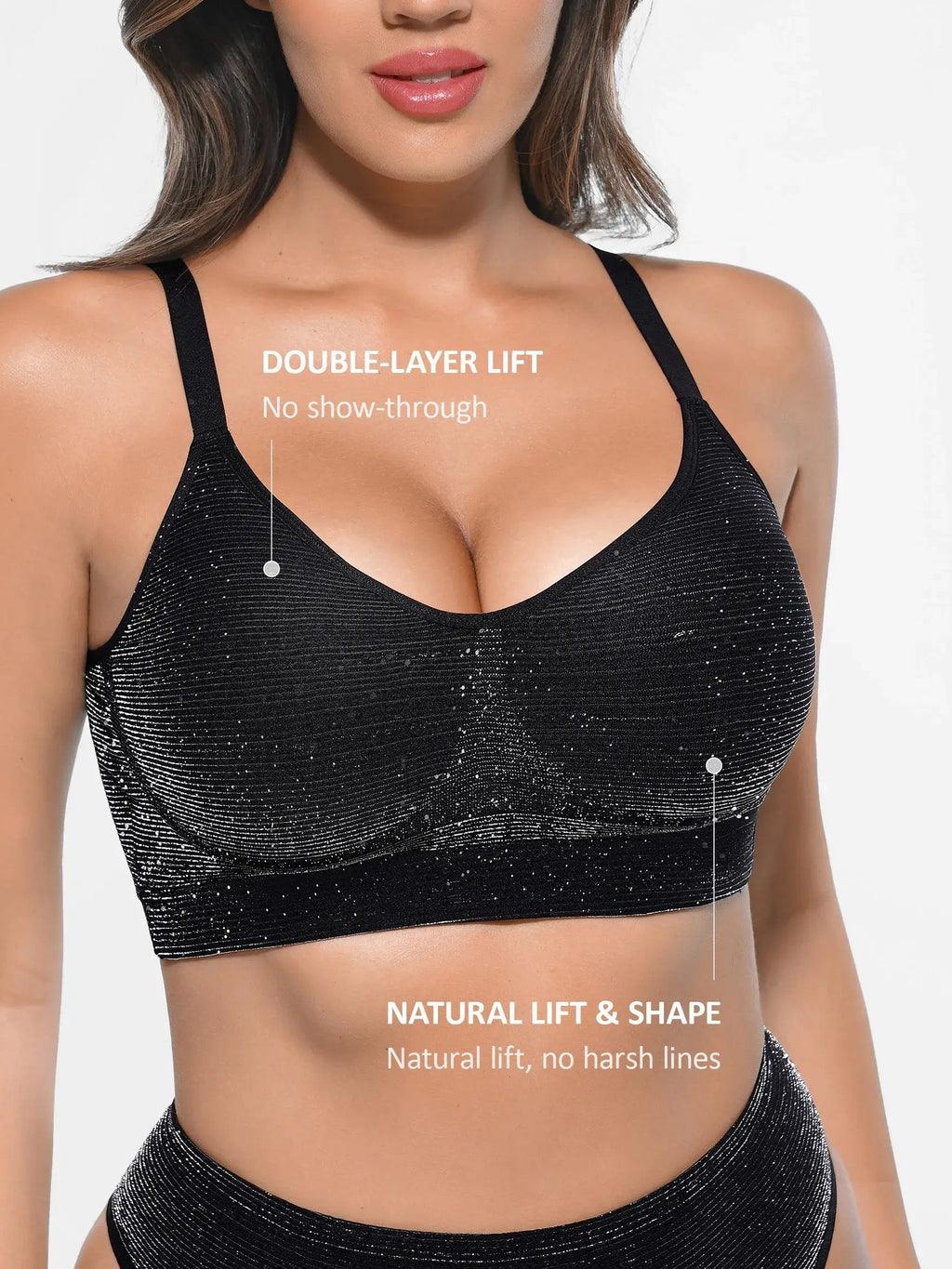 Feelingirl Invisible Shimmer Wireless Comfort Bra & Panty