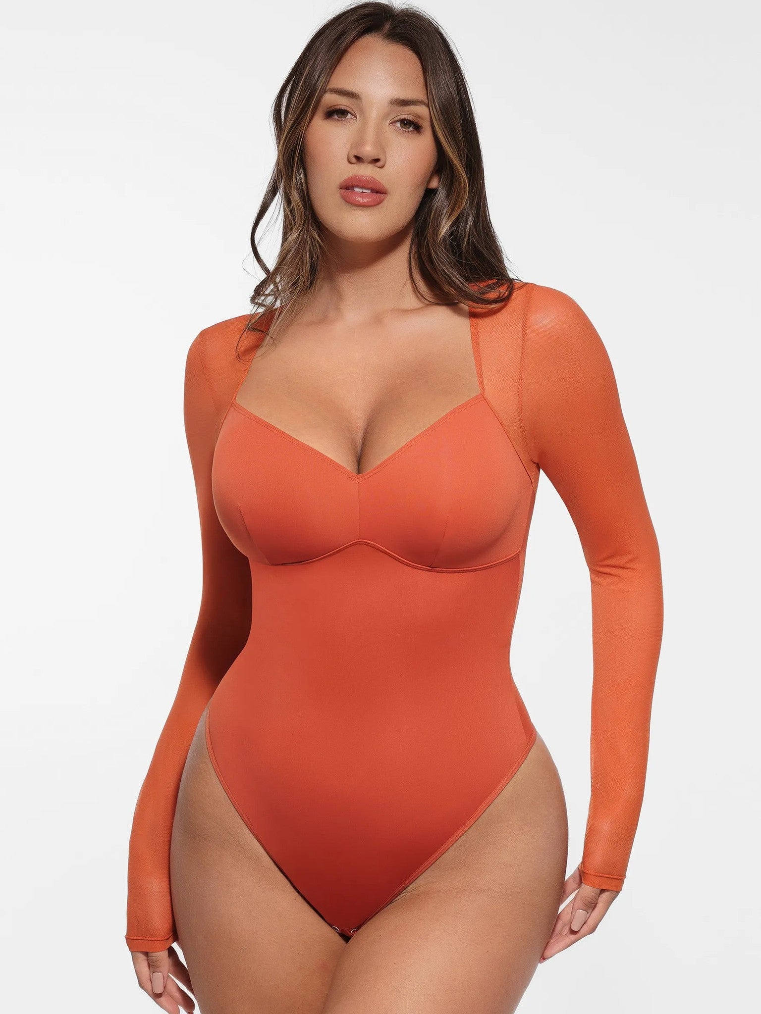 Feelingirl Mesh Panel V-Neck Bodysuit