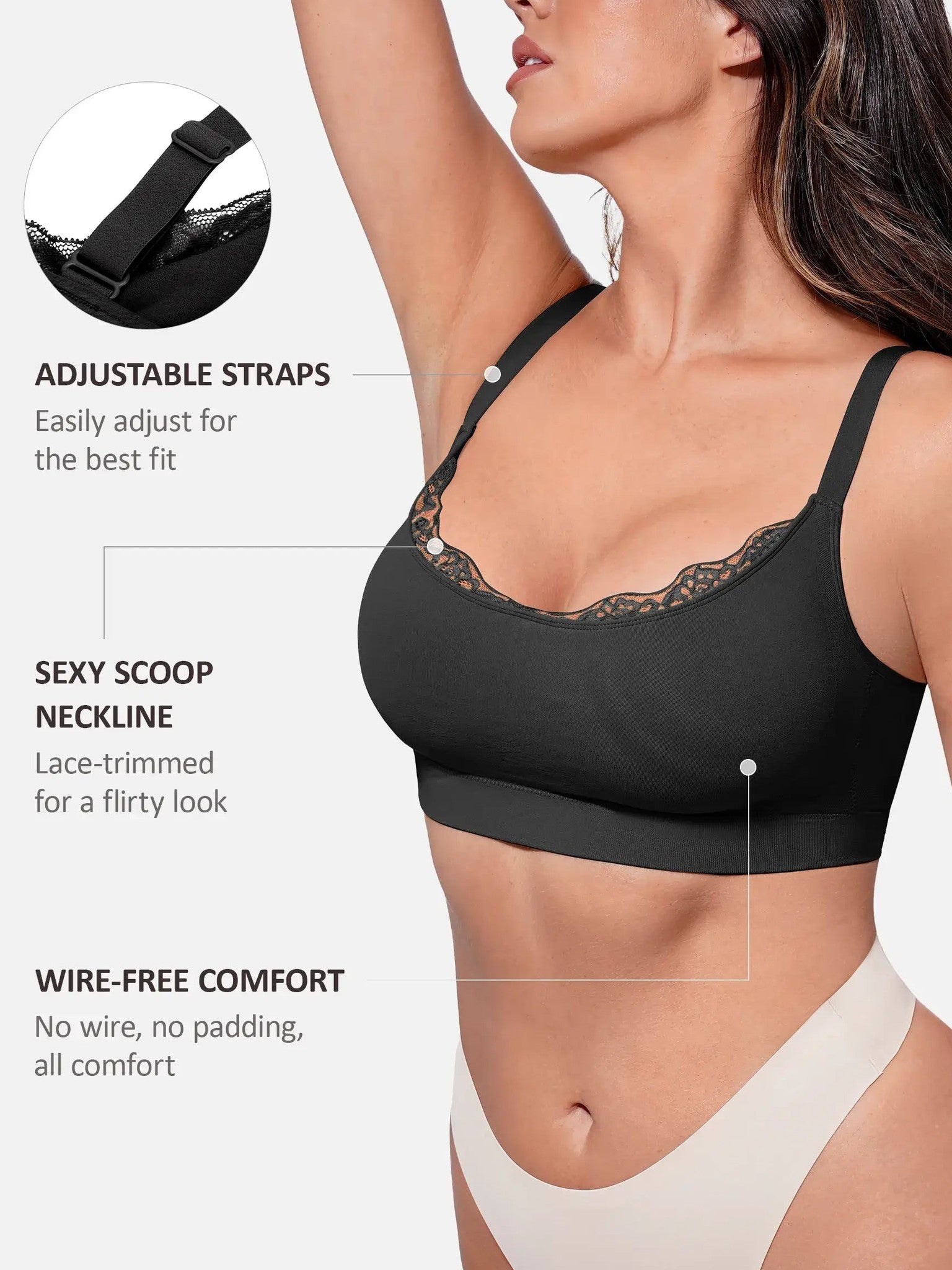 Feelingirl No Underwire Seamless Lace Everyday Bra