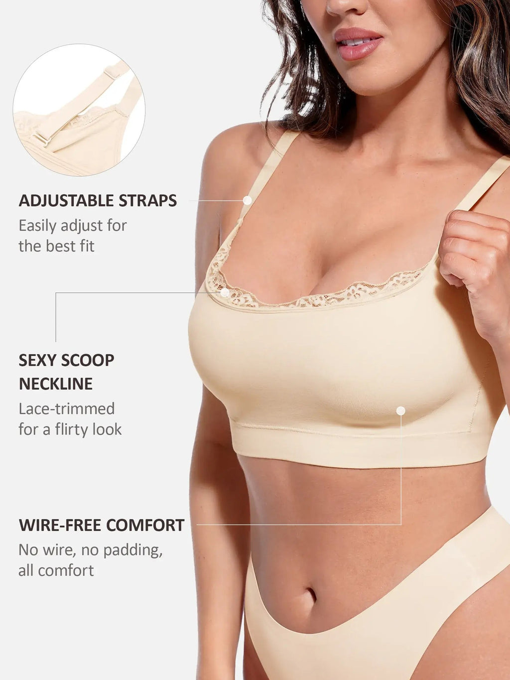 Feelingirl No Underwire Seamless Lace Everyday Bra