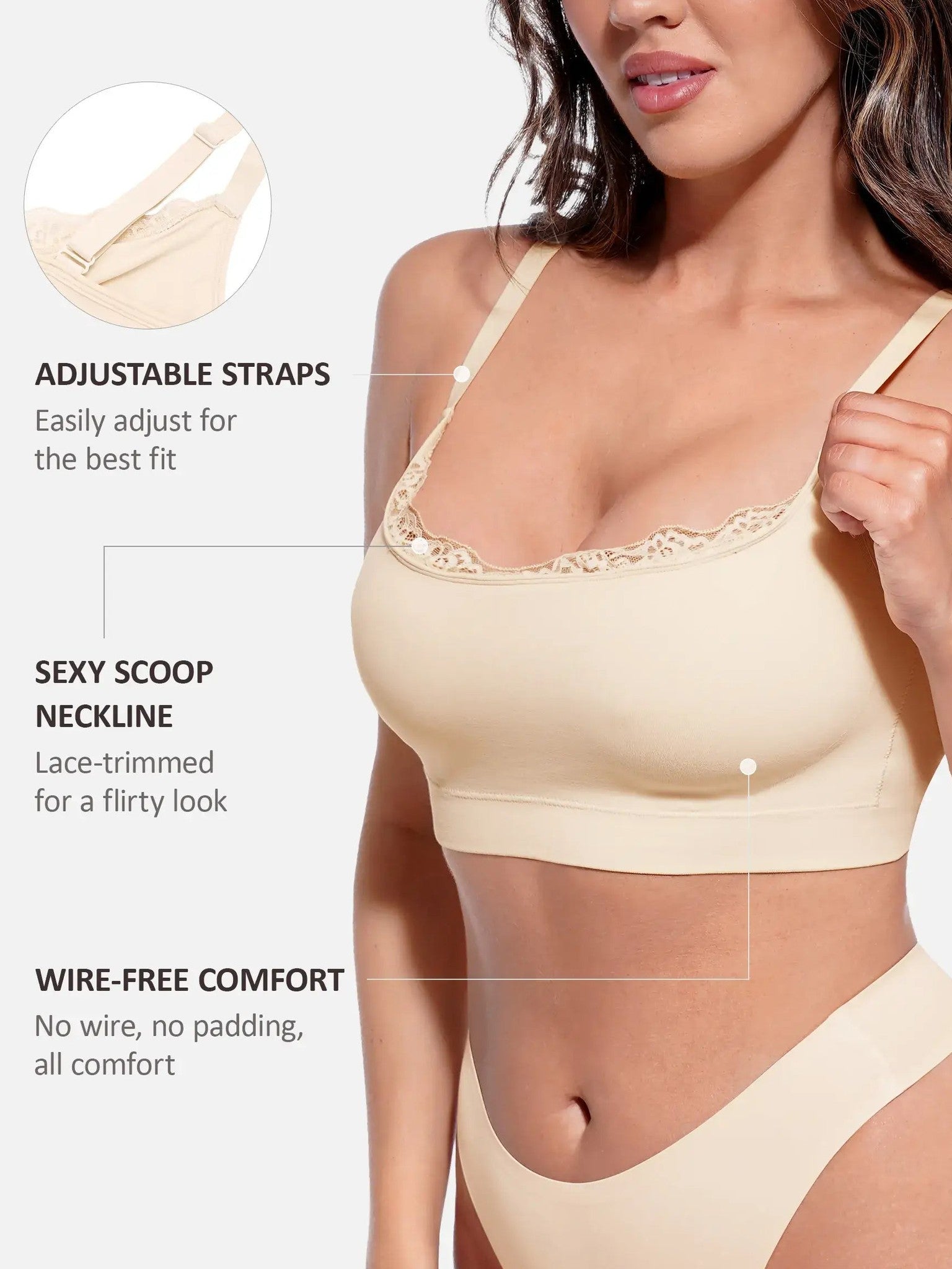 Feelingirl No Underwire Seamless Lace Everyday Bra