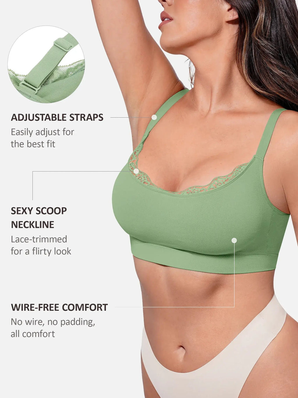 Feelingirl No Underwire Seamless Lace Everyday Bra