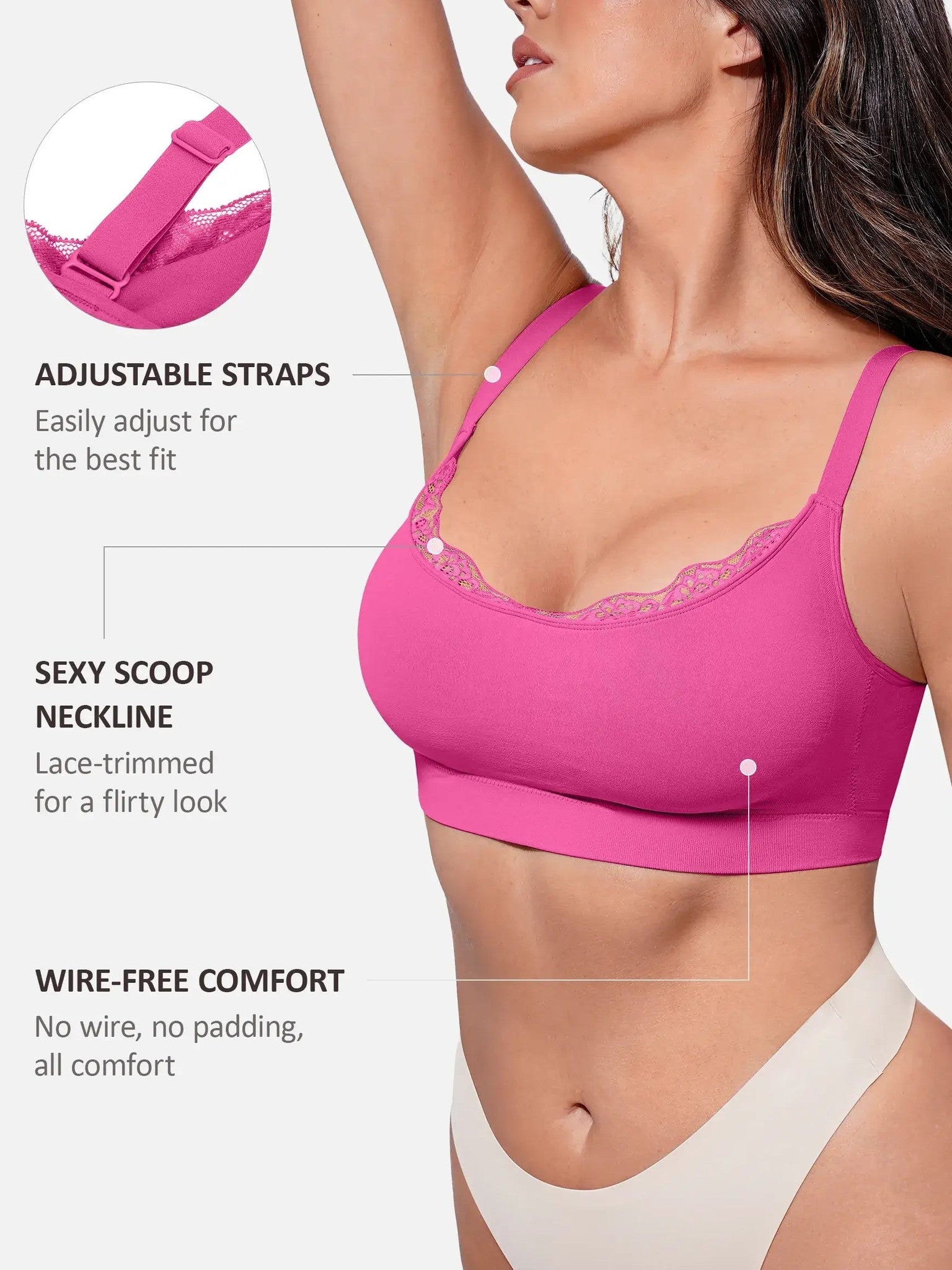 Feelingirl No Underwire Seamless Lace Everyday Bra
