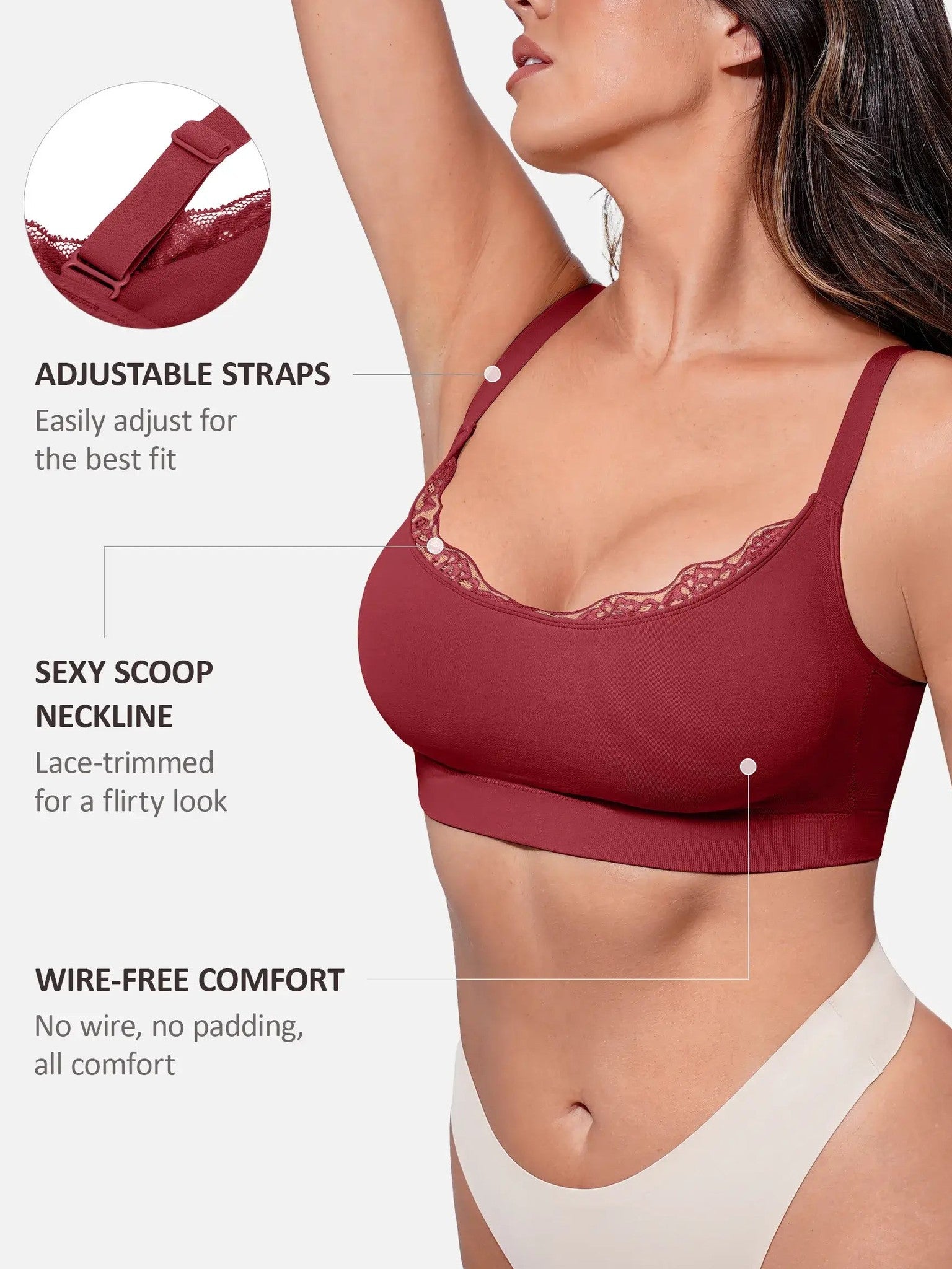 Feelingirl No Underwire Seamless Lace Everyday Bra
