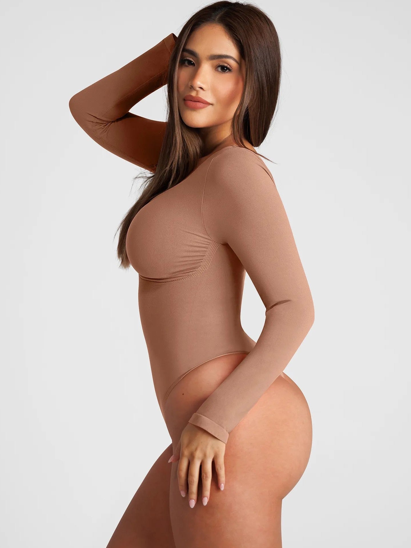 Seamless Long Sleeve Tummy Control Thong Bodysuit