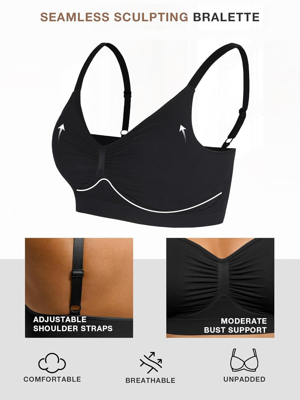 3-Pack Seamless Smooth Wireless Bra Bundle
