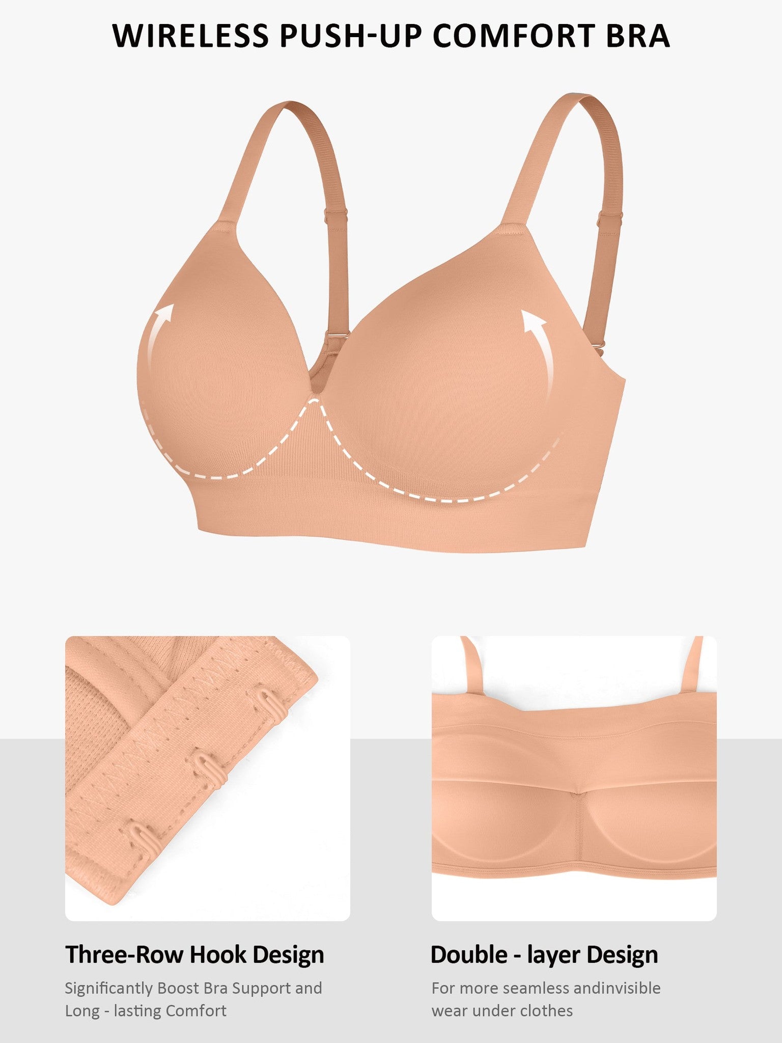 Wireless Push-Up Seamless Full Coverage Bra Bundle
