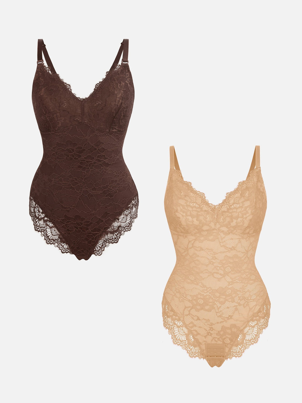 2-Pack Lace V Neck Bodysuit Bundle